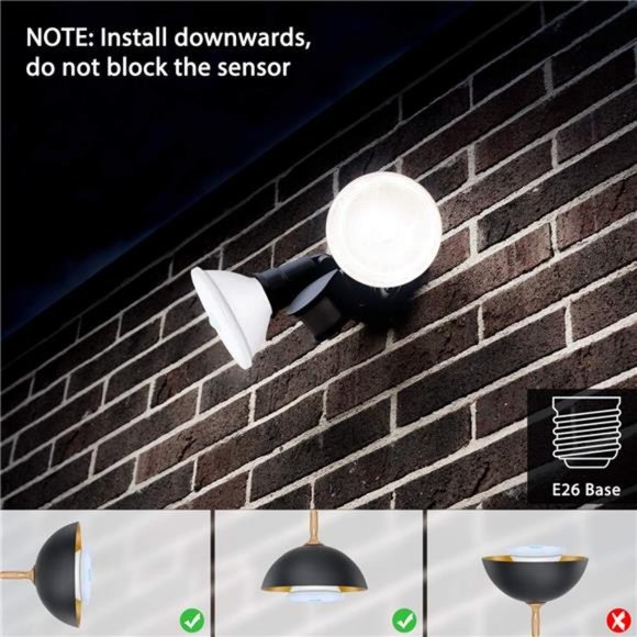 Motion Sensor Flood Light Bulbs, Dusk to Dawn LED Security Light E26 Base PAR38 - Picture 5 of 6